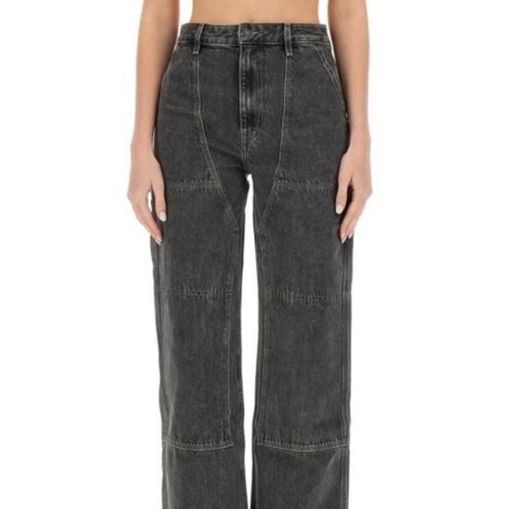 Helmut Lang Charcoal Gray Wide-Leg Cargo Denim Jeans